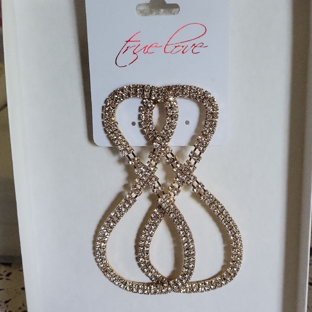 True Love Gold Rhinestone Earrings